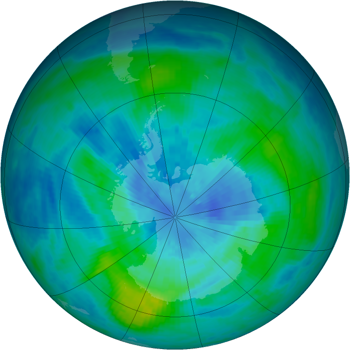 Antarctic ozone map for 21 March 1988